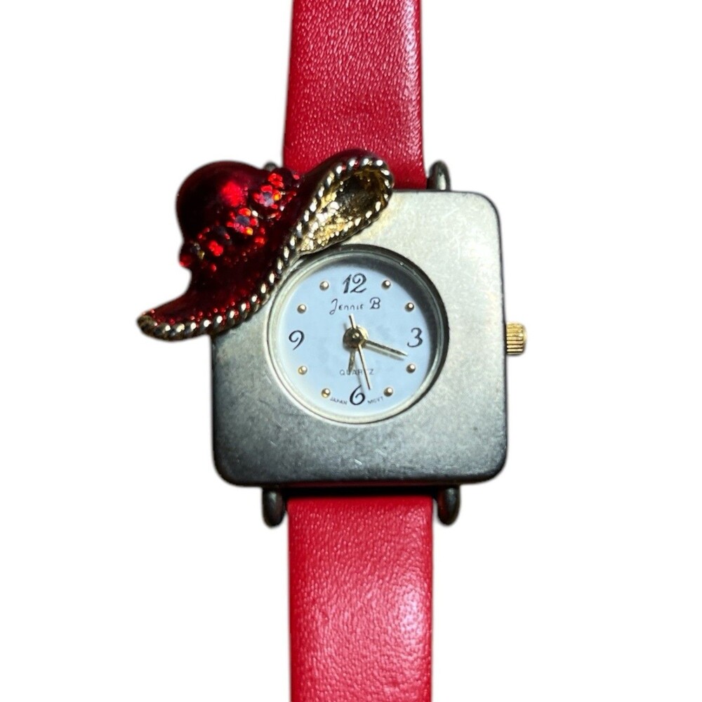 Vintage Jennie B Red Hatter Watch Leather Band New Battery